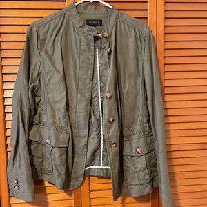 Talbots jacket, light jacket, olive green, size large